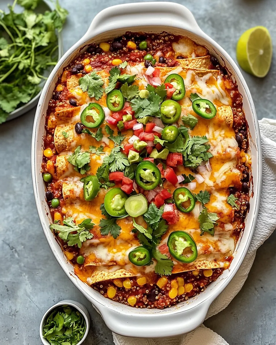 Homemade Black Bean Quinoa Enchilada Bake photo