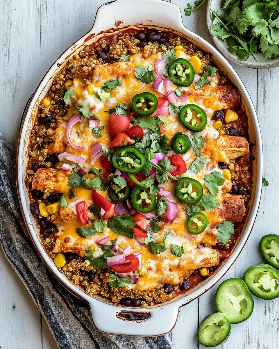 Delicious Black Bean Quinoa Enchilada Bake dish photo