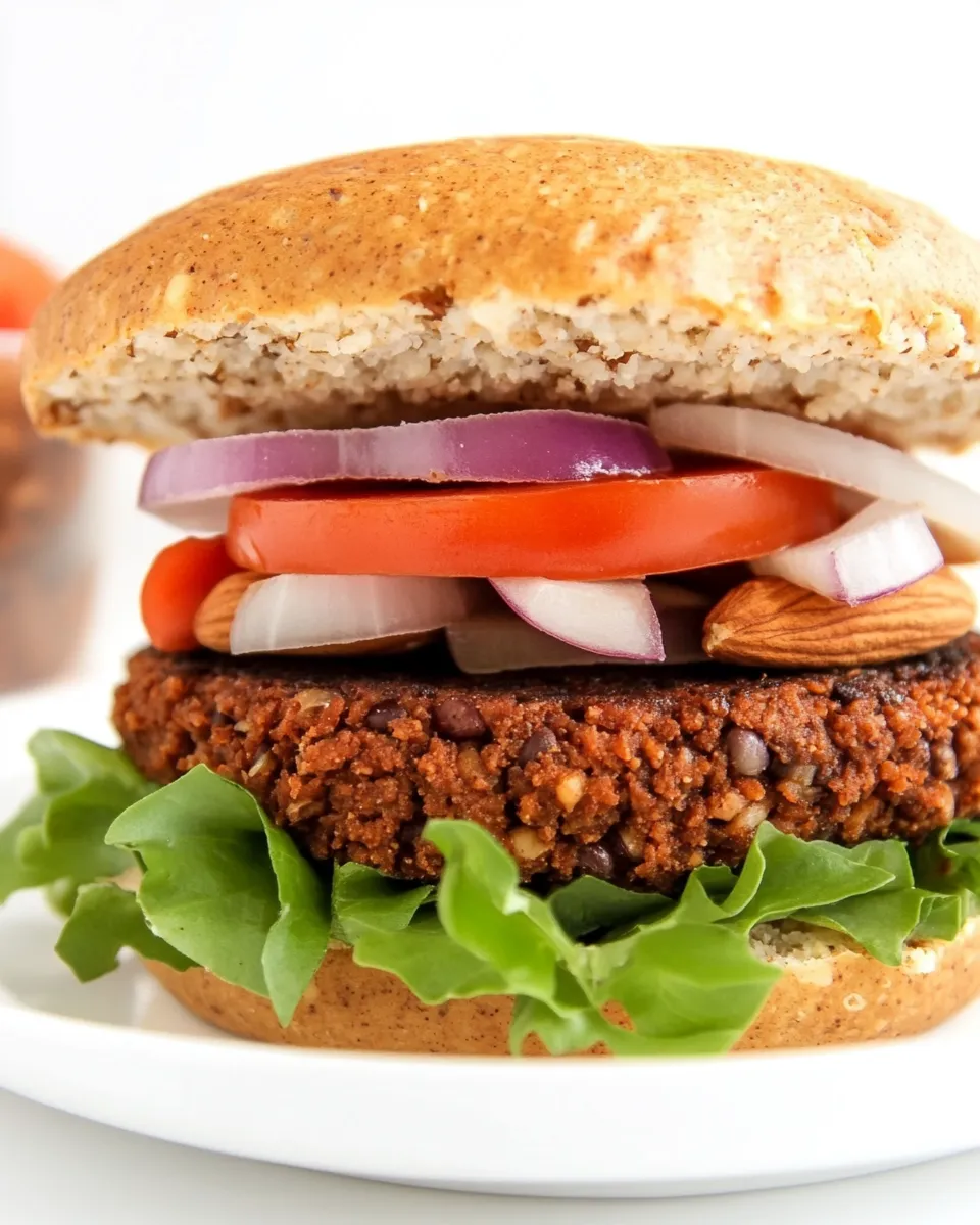 Healthy Black Bean Walnut Burger (Vegan, Oil-Free!) food shot