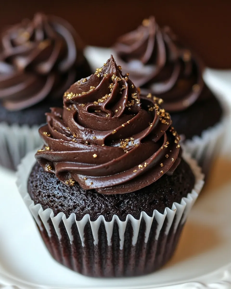 Classic Black & Gold Dark Chocolate Caramel Cupcakes dish photo