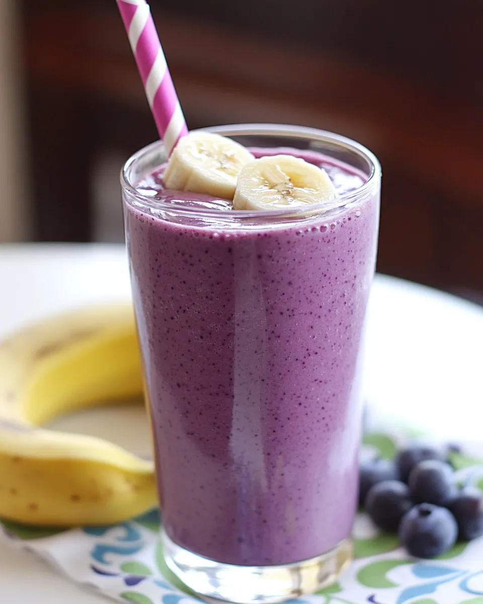 Quick Blueberry Banana PB Smoothie shot