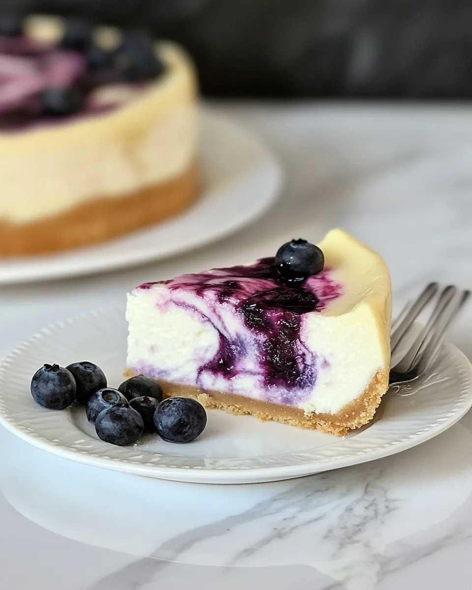 Classic Blueberry Swirl Cheesecake image