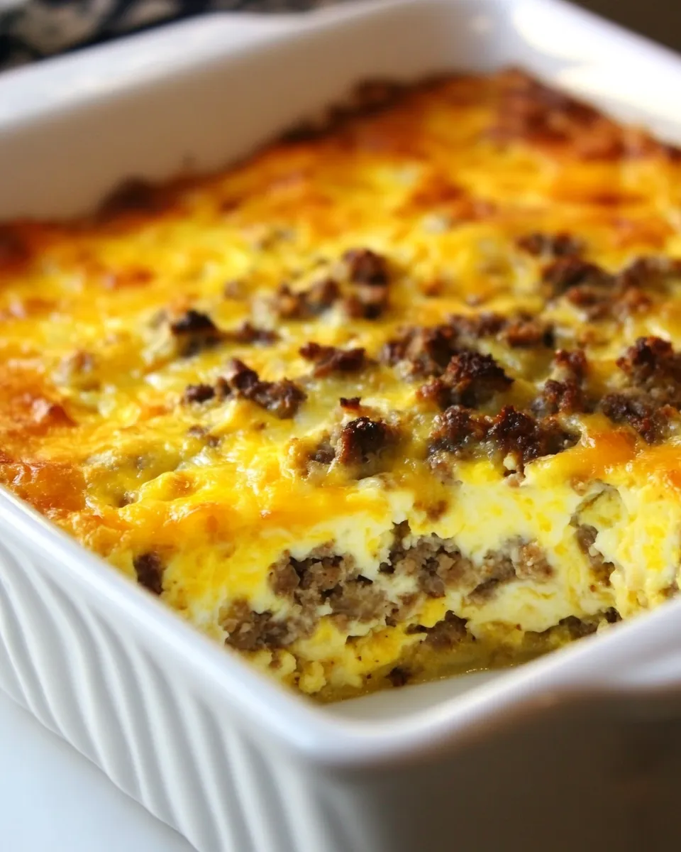 Delicious Breakfast Sausage, Egg & Cheese Casserole shot