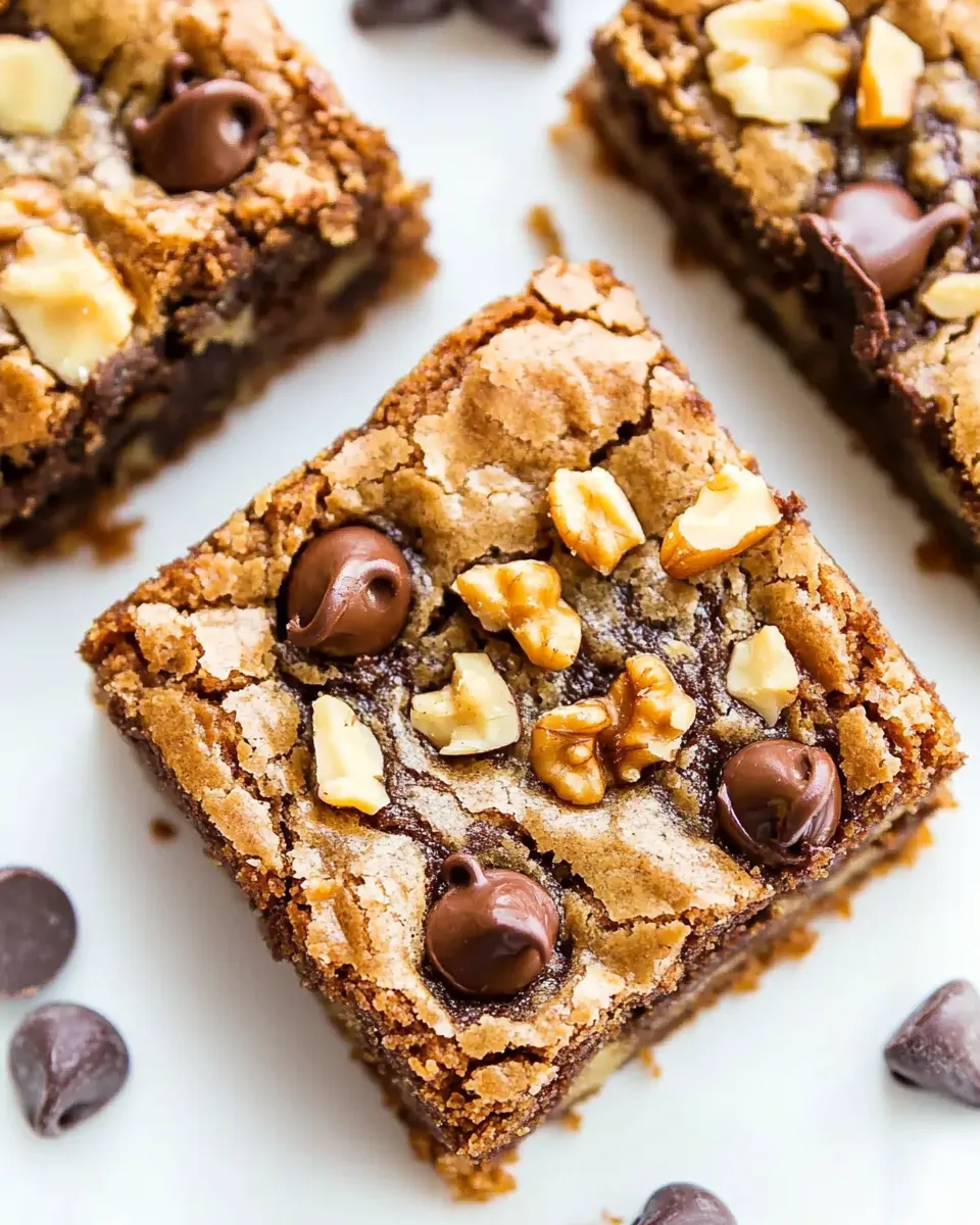 Homemade Brown Butter Walnut Chocolate Chip Blondies photo