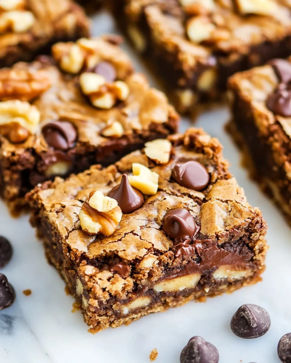 Delicious Brown Butter Walnut Chocolate Chip Blondies recipe image