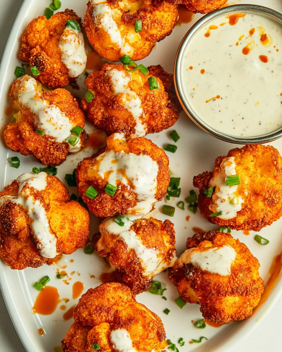 Classic Buffalo Cauliflower with Spicy Tahini Ranch. dish image