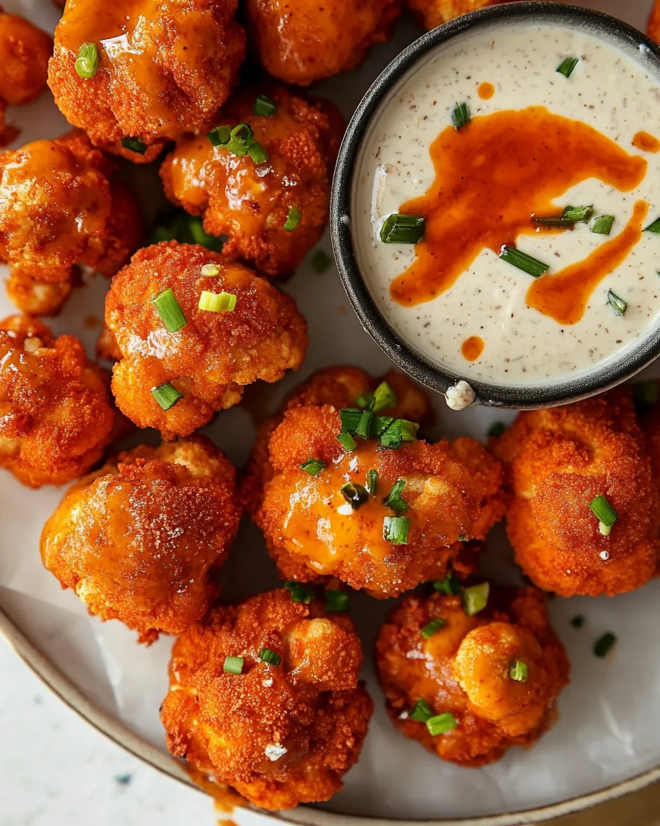 Classic Buffalo Cauliflower with Spicy Tahini Ranch. photo