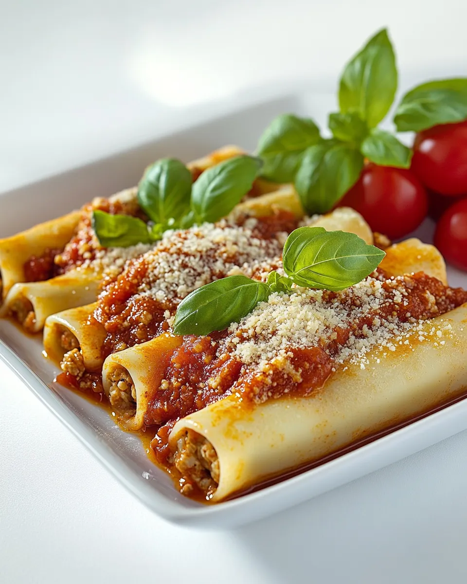 Delicious Cannelloni with Basil Tomato Sauce shot