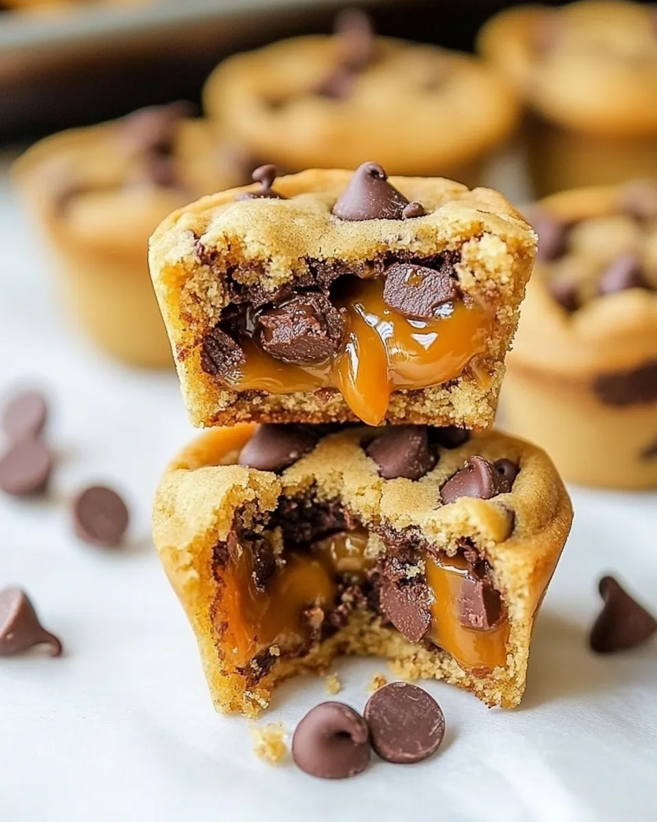 Delicious Caramel-Stuffed Chocolate Chip Cookie Cups image