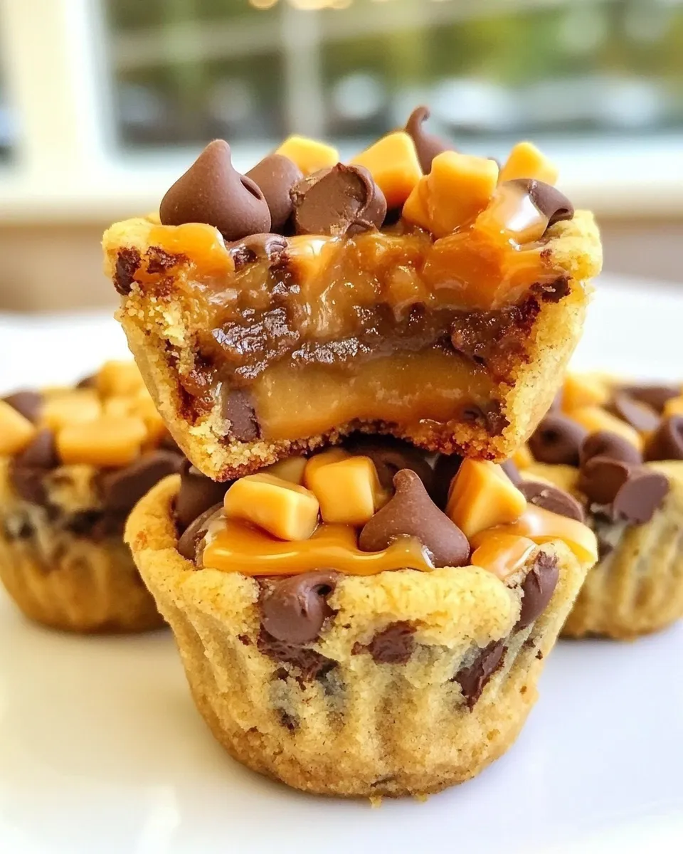 Easy Caramel-Stuffed Chocolate Chip Cookie Cups recipe photo
