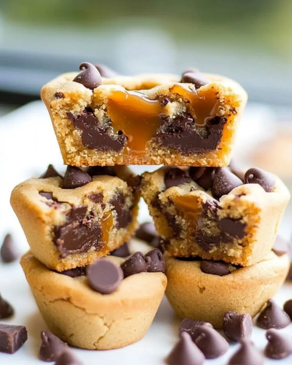 Best Caramel-Stuffed Chocolate Chip Cookie Cups shot