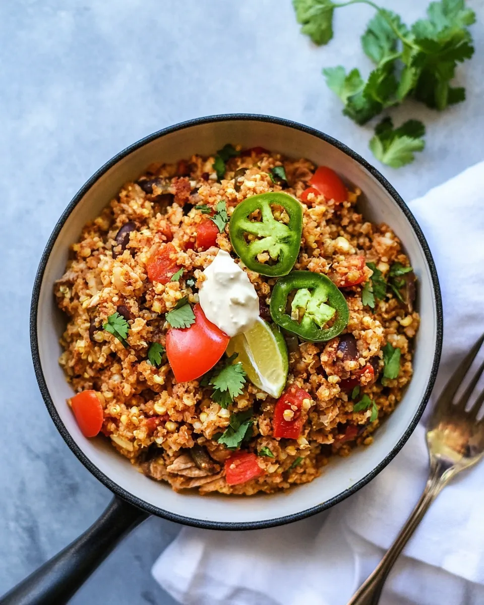 Delicious Cauliflower Rice Turkey Taco Skillet image