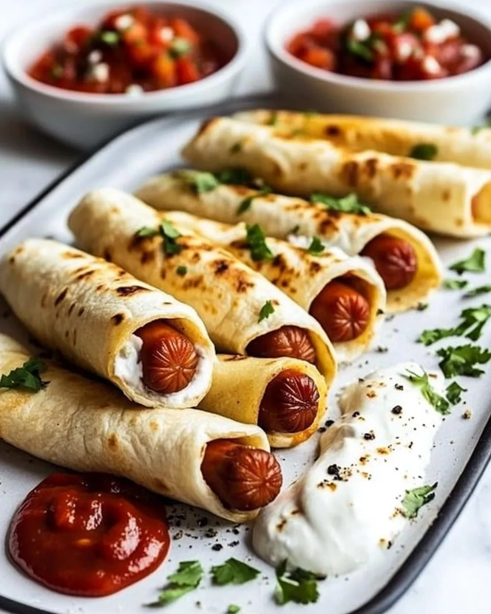 Quick Cheesy Wrapped Hot Dog Tortilla Taquitos Air Fryer OR Baked shot