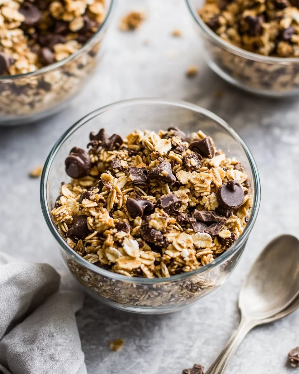 Simple Chewy Chocolate Chip Cookie Granola. food shot