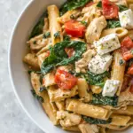 Homemade Chicken Feta Spinach Pasta recipe photo