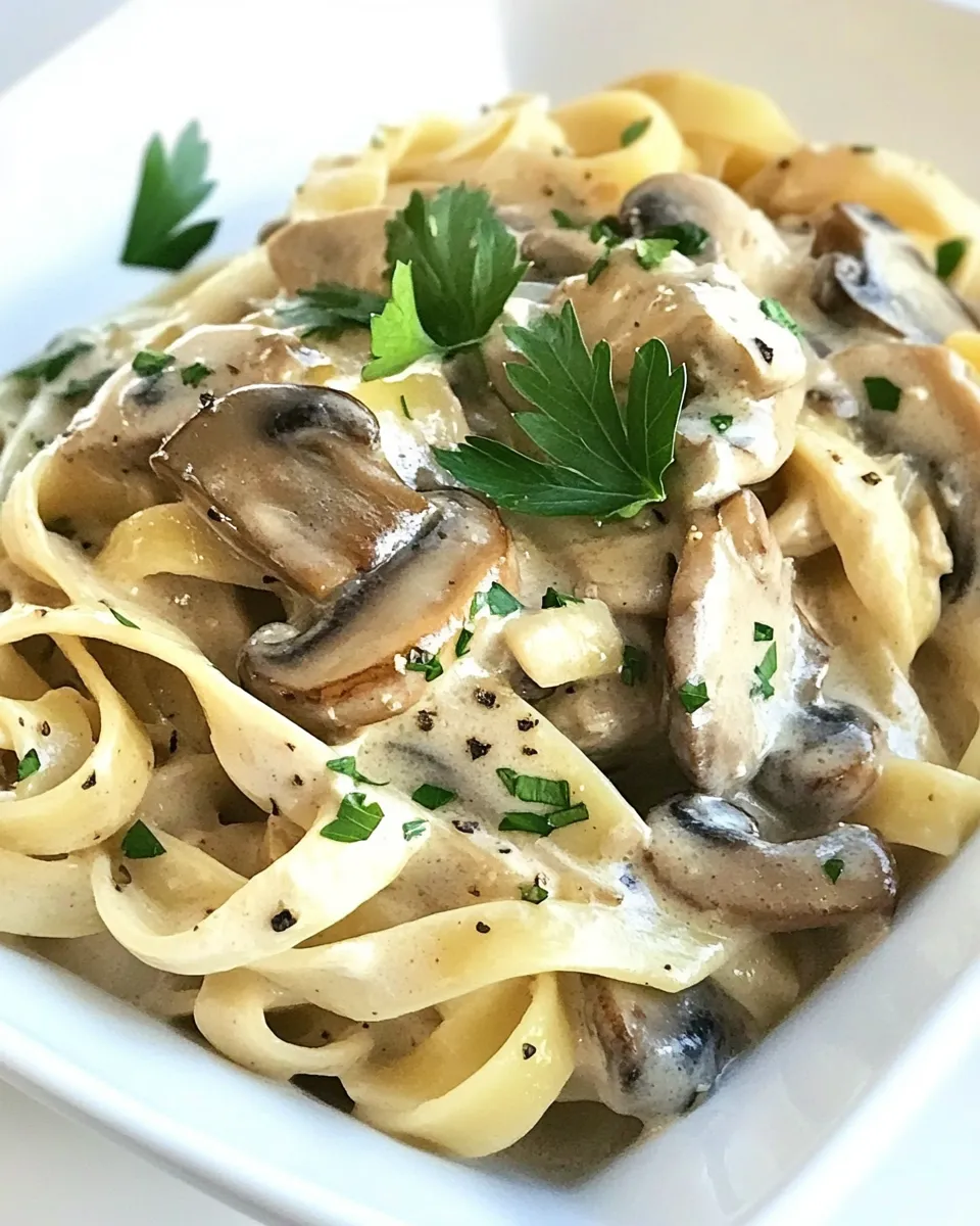 Delicious Chicken Mushroom Fettuccine shot