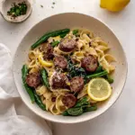 Homemade Chicken Sausage Pasta with Spinach, Lemon, and Green Beans photo