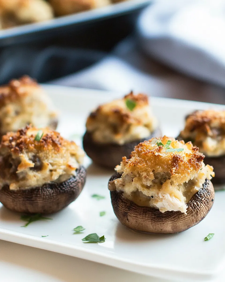 Classic Chicken and Cheese Stuffed Mushrooms image