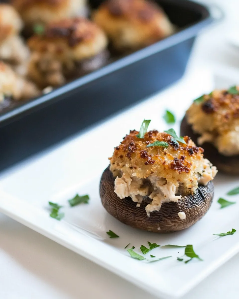 Easy Chicken and Cheese Stuffed Mushrooms recipe photo