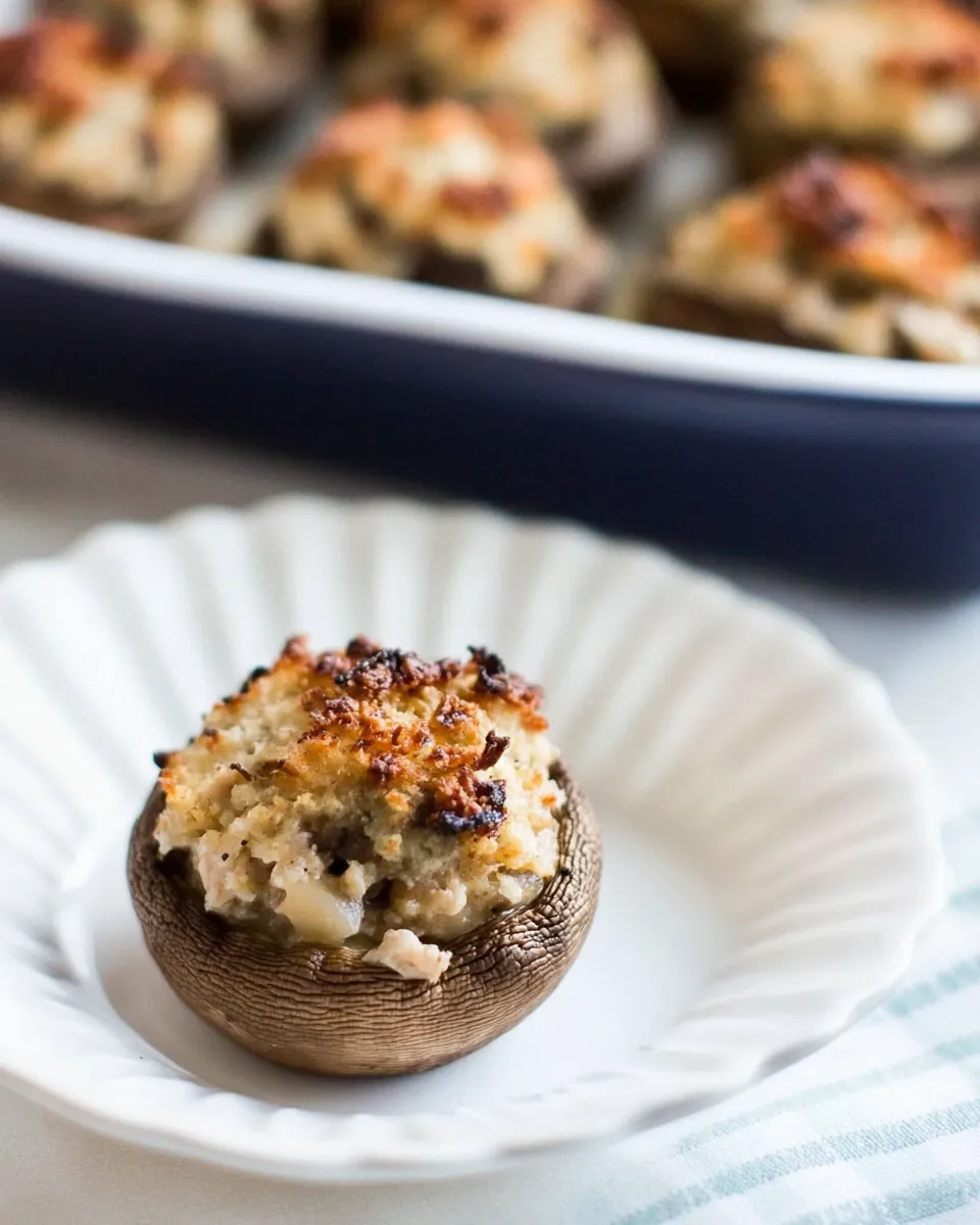 Delicious Chicken and Cheese Stuffed Mushrooms shot