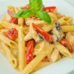 Homemade Chicken and Vegetable Penne Alfredo photo