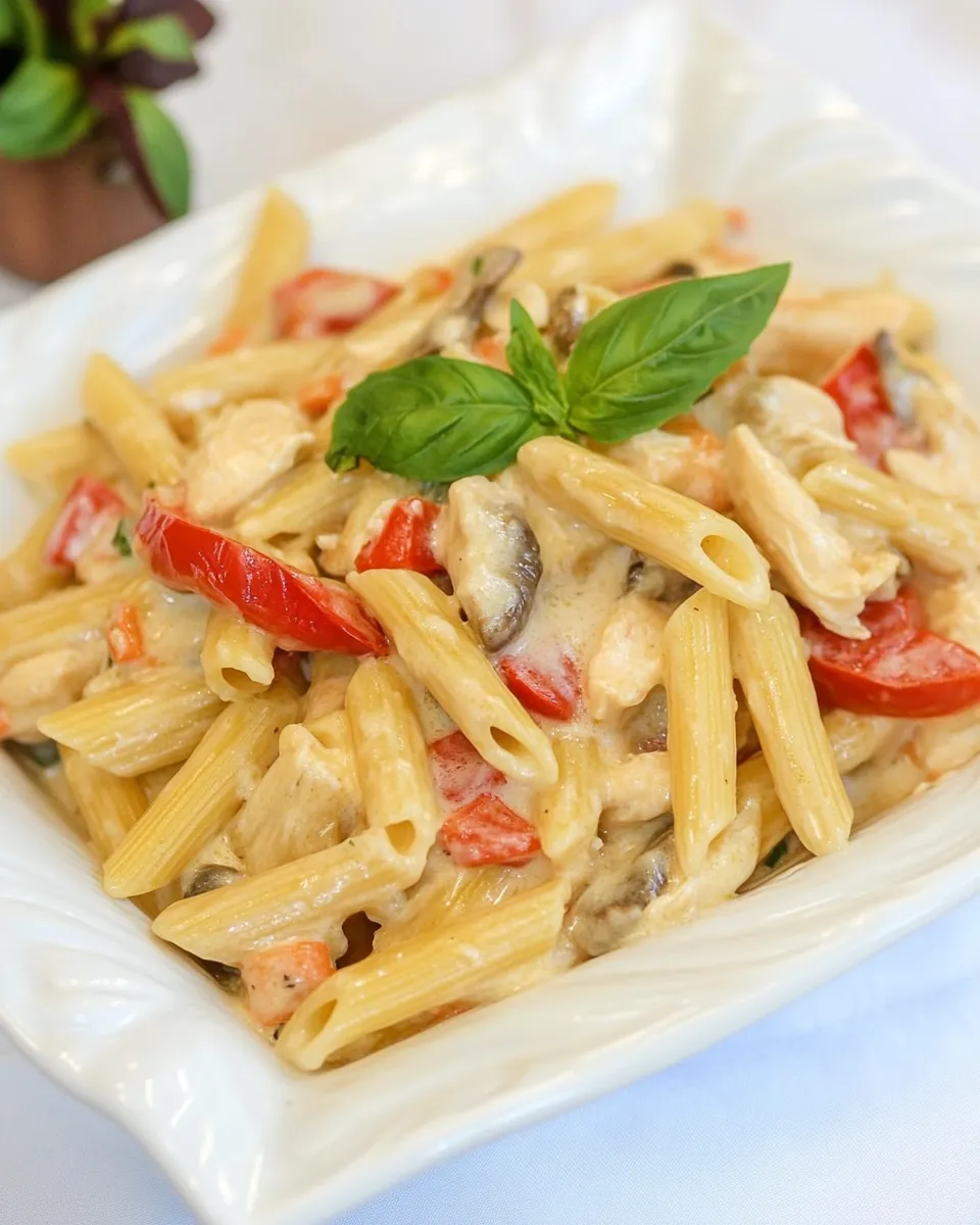 Classic Chicken and Vegetable Penne Alfredo image