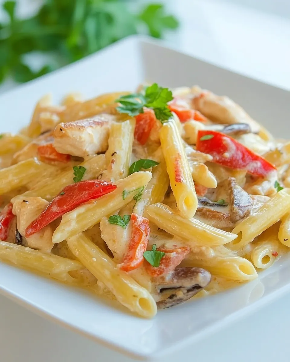 Easy Chicken and Vegetable Penne Alfredo recipe photo