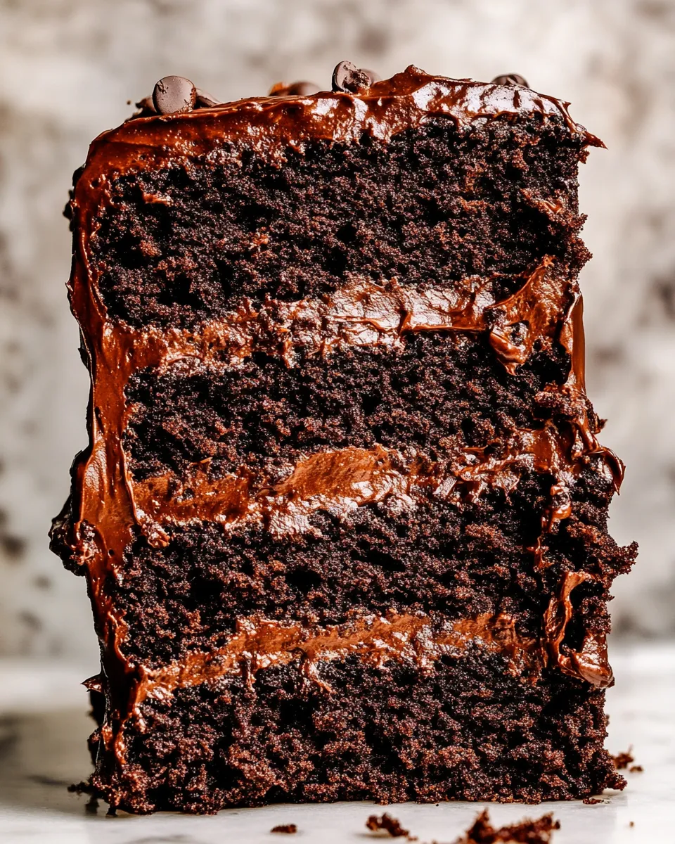 Delicious Chocolate Banana Cake with Espresso Fudge Frosting shot