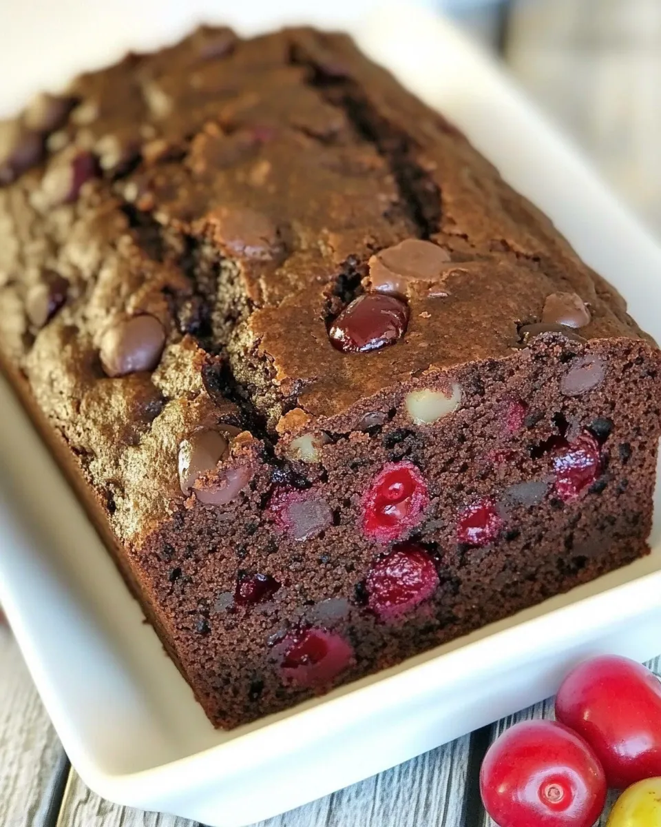 Delicious Chocolate Cherry Banana Bread shot