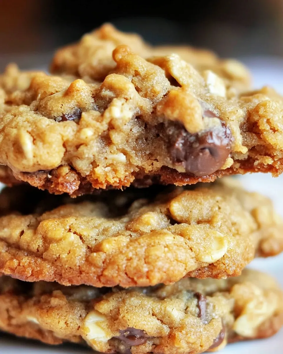 Easy Chocolate Chip Peanut Butter Oatmeal Cookies Recipe shot
