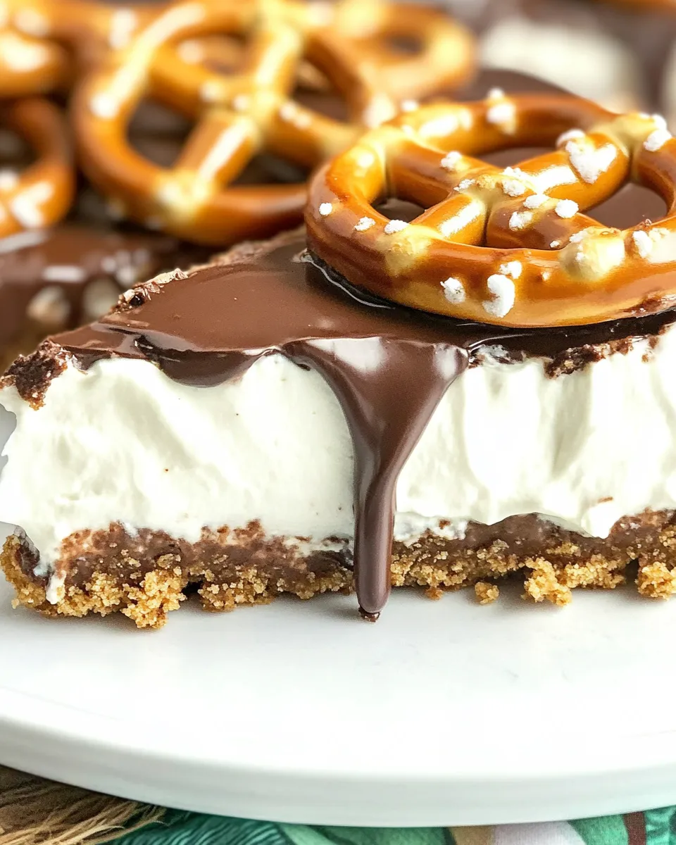 Classic Chocolate Covered Pretzel No Bake Cheesecake image