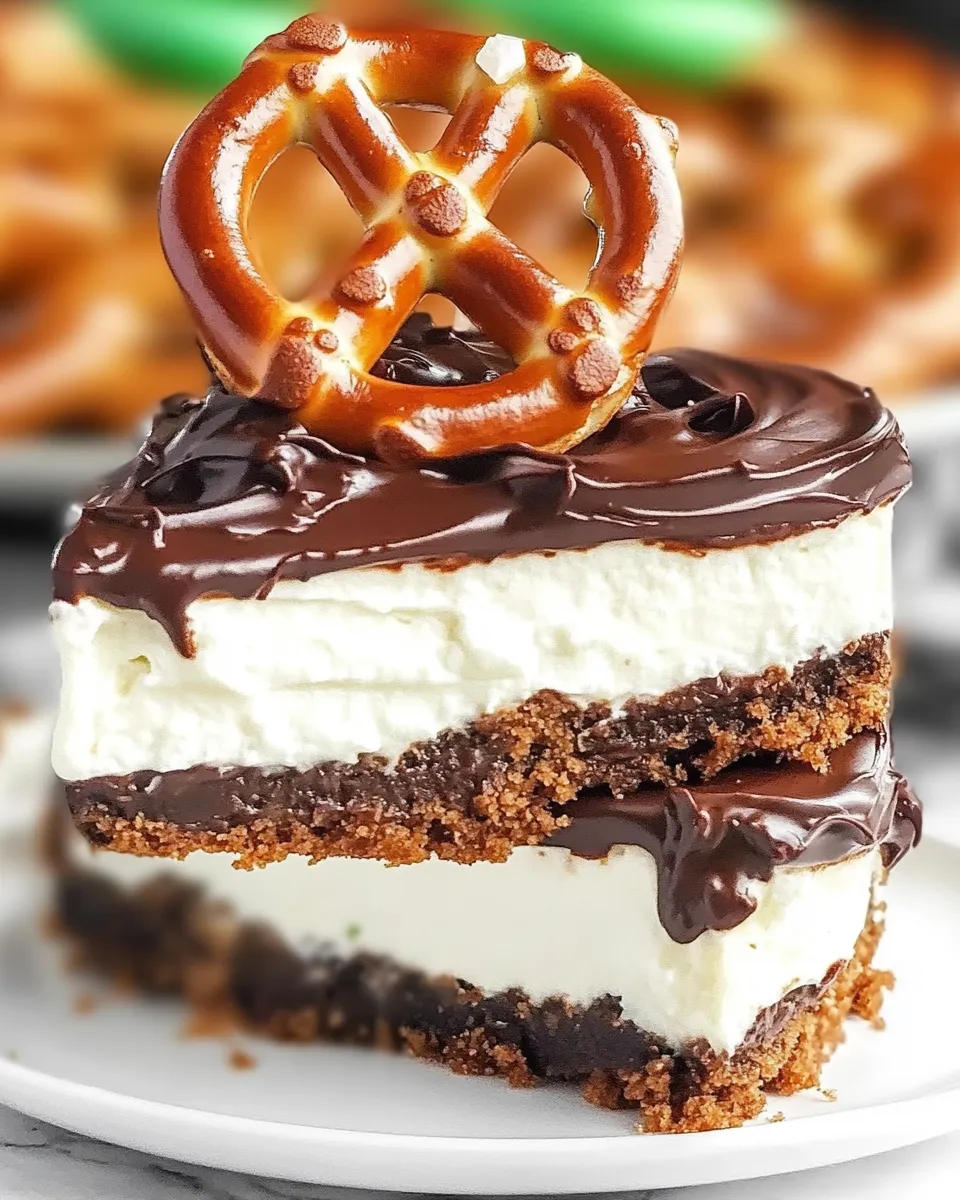 Easy Chocolate Covered Pretzel No Bake Cheesecake recipe photo
