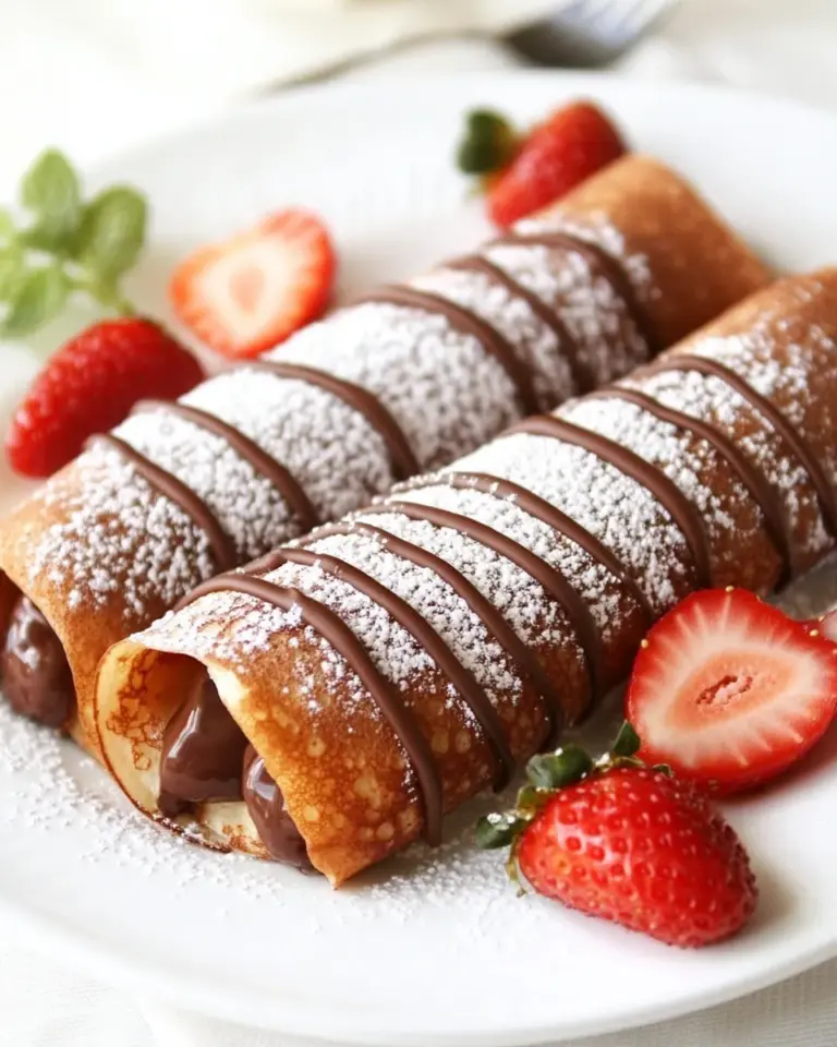 Homemade Chocolate Crepes with Strawberries photo