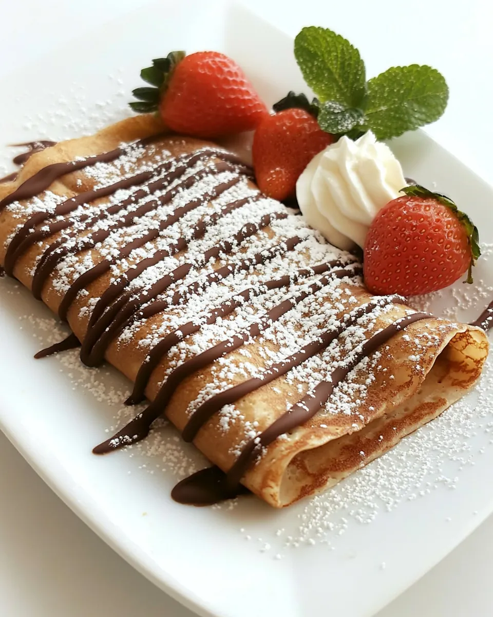 Classic Chocolate Crepes with Strawberries image