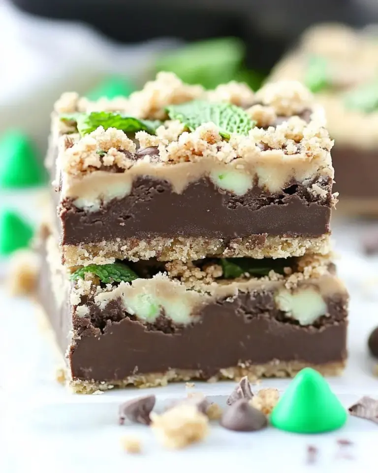 Homemade Chocolate Mint Fudge Crumb Bars photo