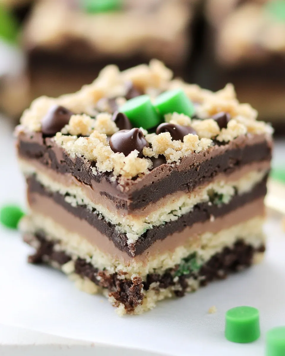 Delicious Chocolate Mint Fudge Crumb Bars image