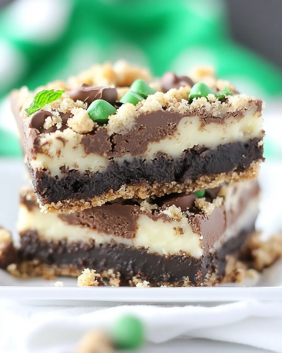 Easy Chocolate Mint Fudge Crumb Bars recipe shot