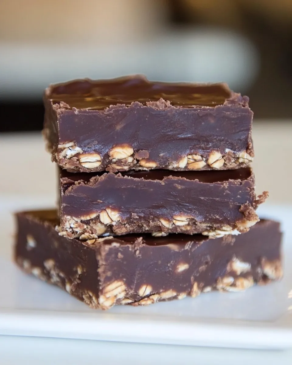 Homemade Chocolate Oatmeal Fudge Bars photo