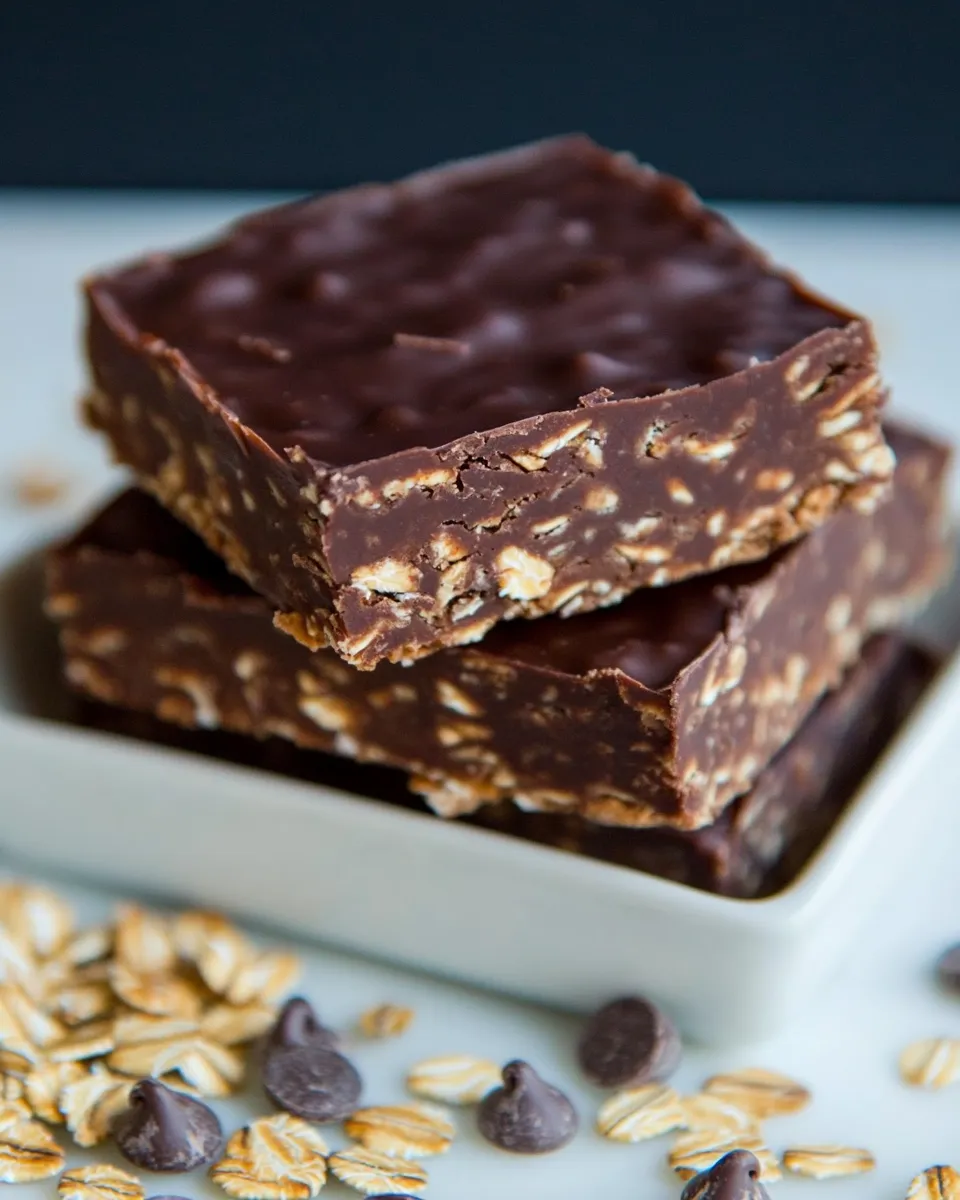 Delicious Chocolate Oatmeal Fudge Bars shot
