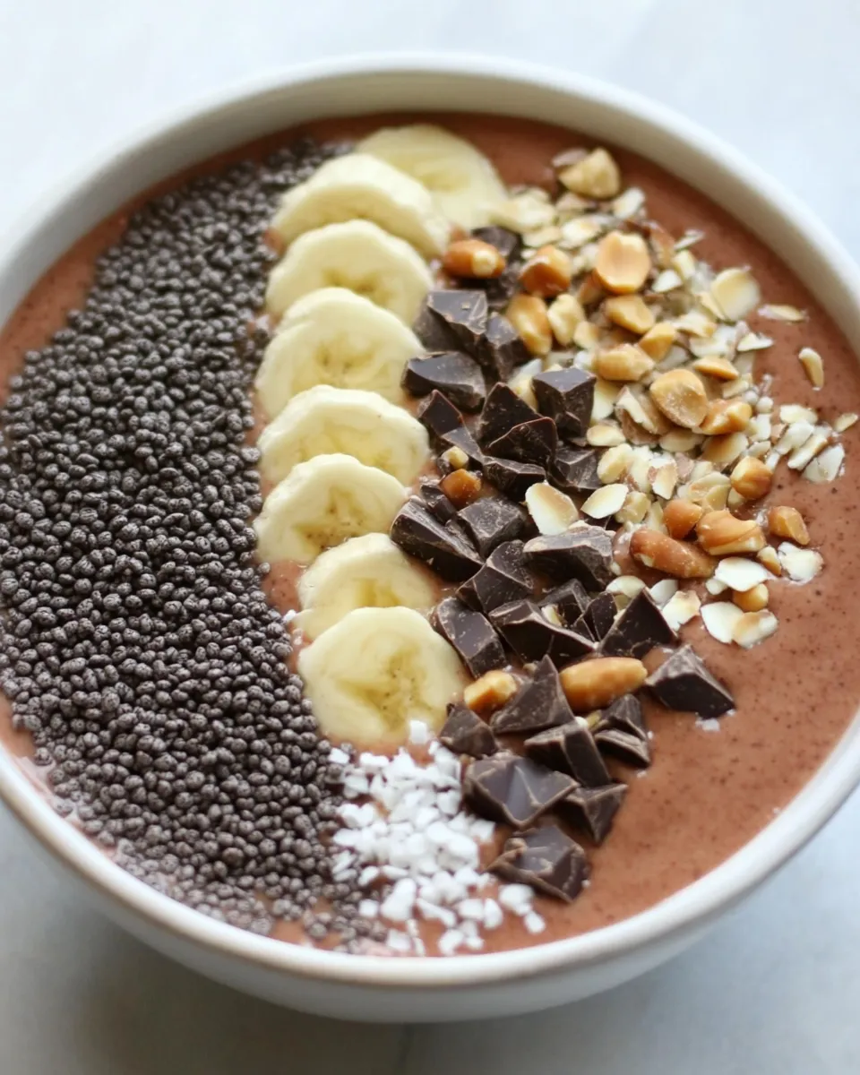 Easy Chocolate Peanut Butter Smoothie Bowl shot