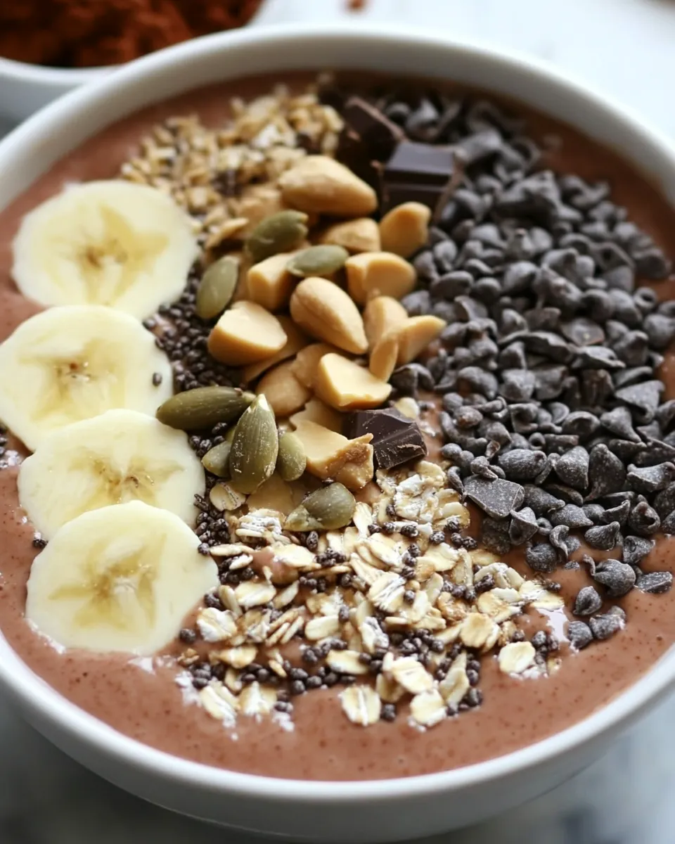 Delicious Chocolate Peanut Butter Smoothie Bowl recipe image