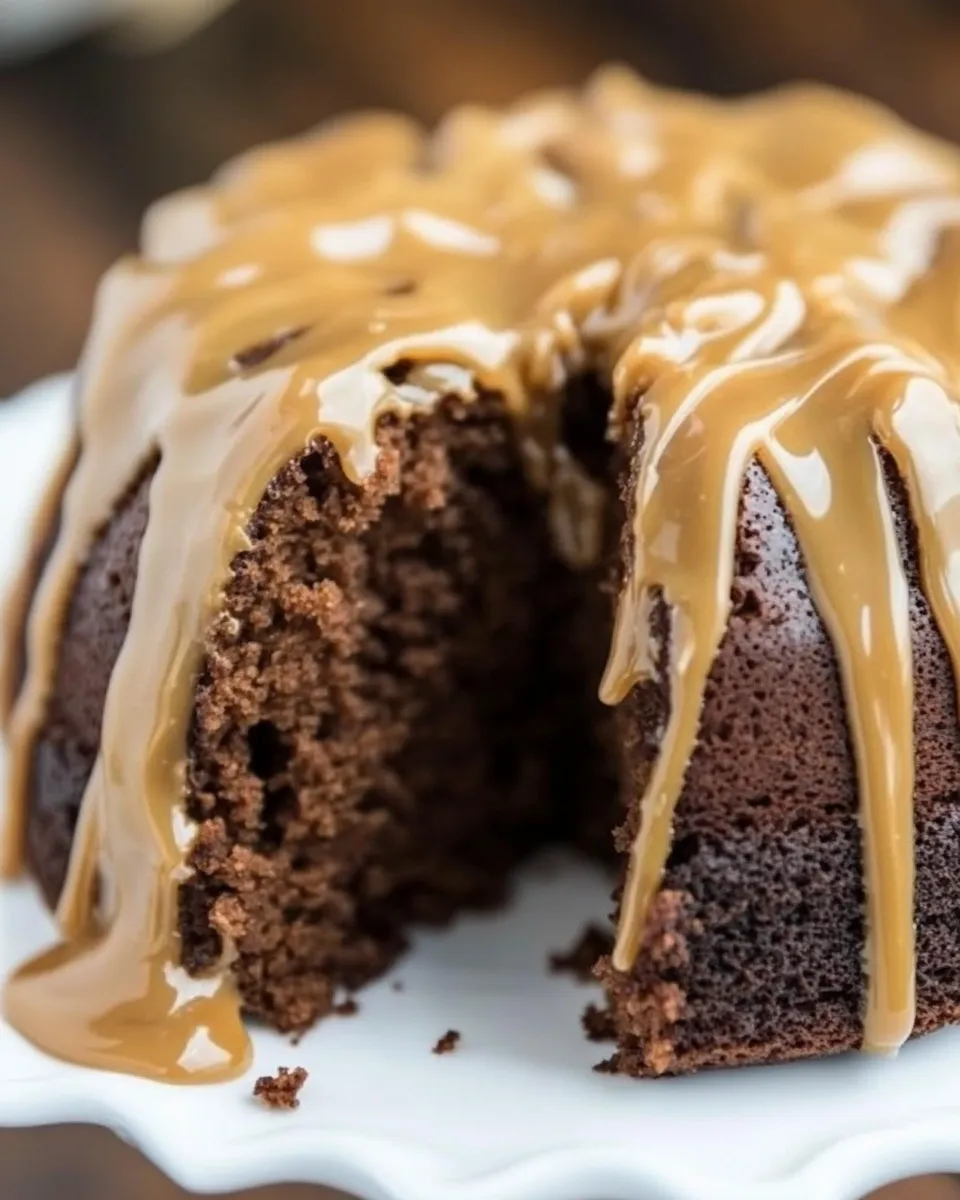 Classic Chocolate Pound Cake with Caramel Icing image
