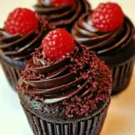 Homemade Chocolate Raspberry Truffle Cupcakes photo