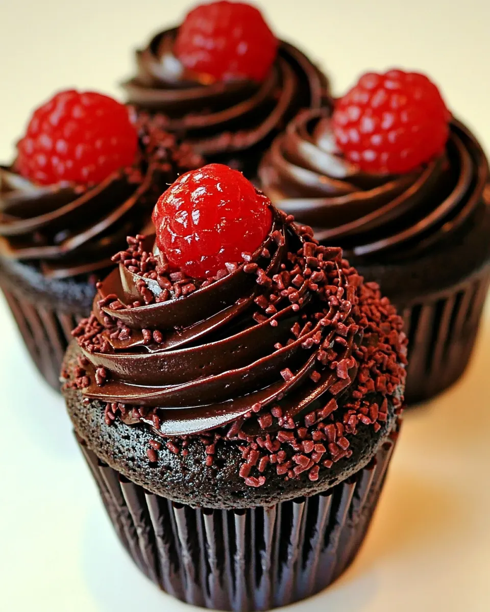 Homemade Chocolate Raspberry Truffle Cupcakes photo