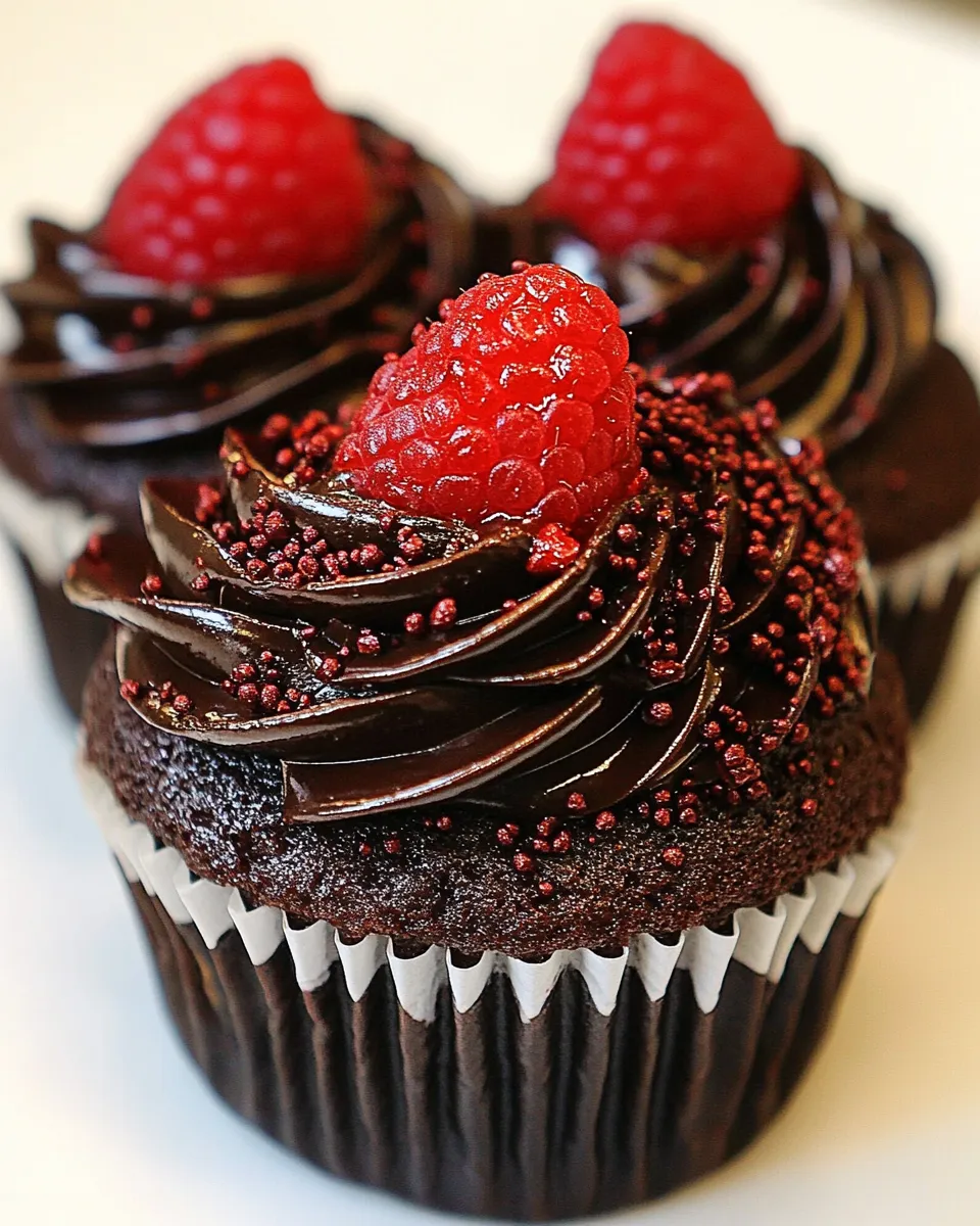 Delicious Chocolate Raspberry Truffle Cupcakes image