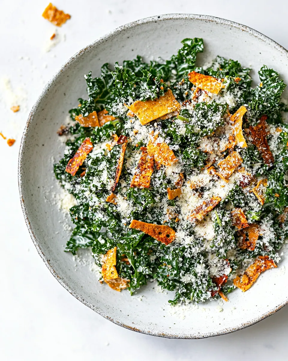 Delicious Chopped Kale Caesar Salad shot