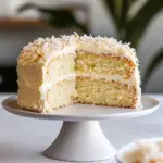 Homemade Coconut Cream Cake with Coconut Cream Cheese Frosting photo