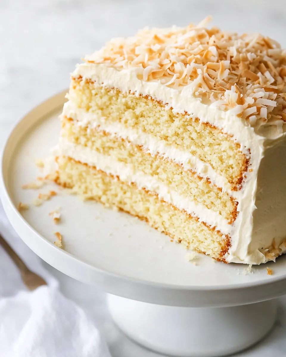 Delicious Coconut Cream Cake with Coconut Cream Cheese Frosting recipe image