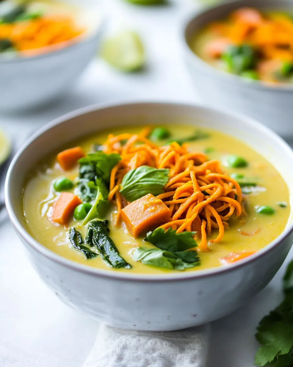 Homemade Coconut Curry Soup With Sweet Potato Noodles photo