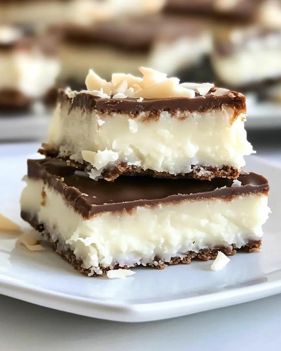 Simple Coconut Mounds Bars food shot